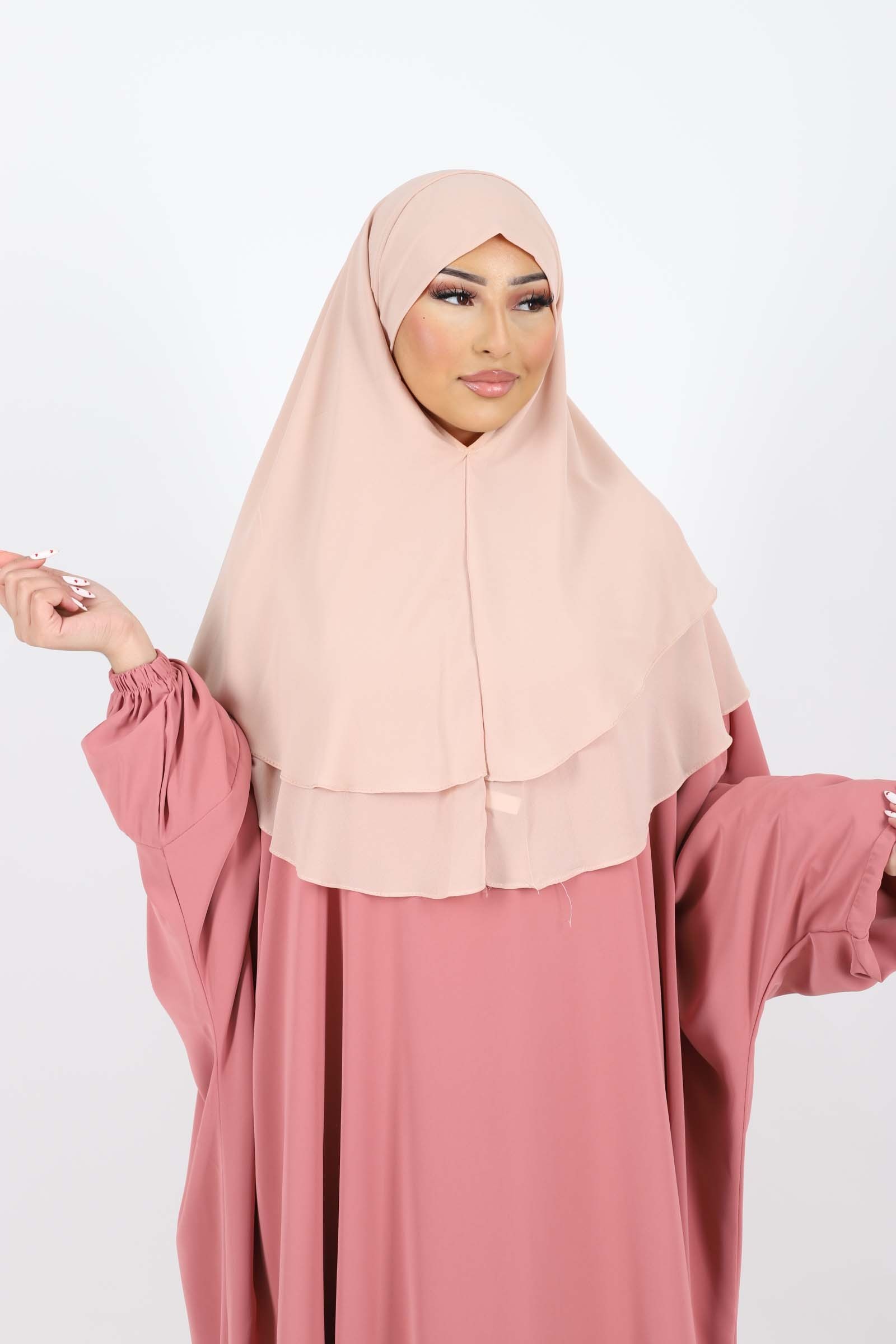 Khimar mousseline 2 voiles femme voilée hijab pas chère