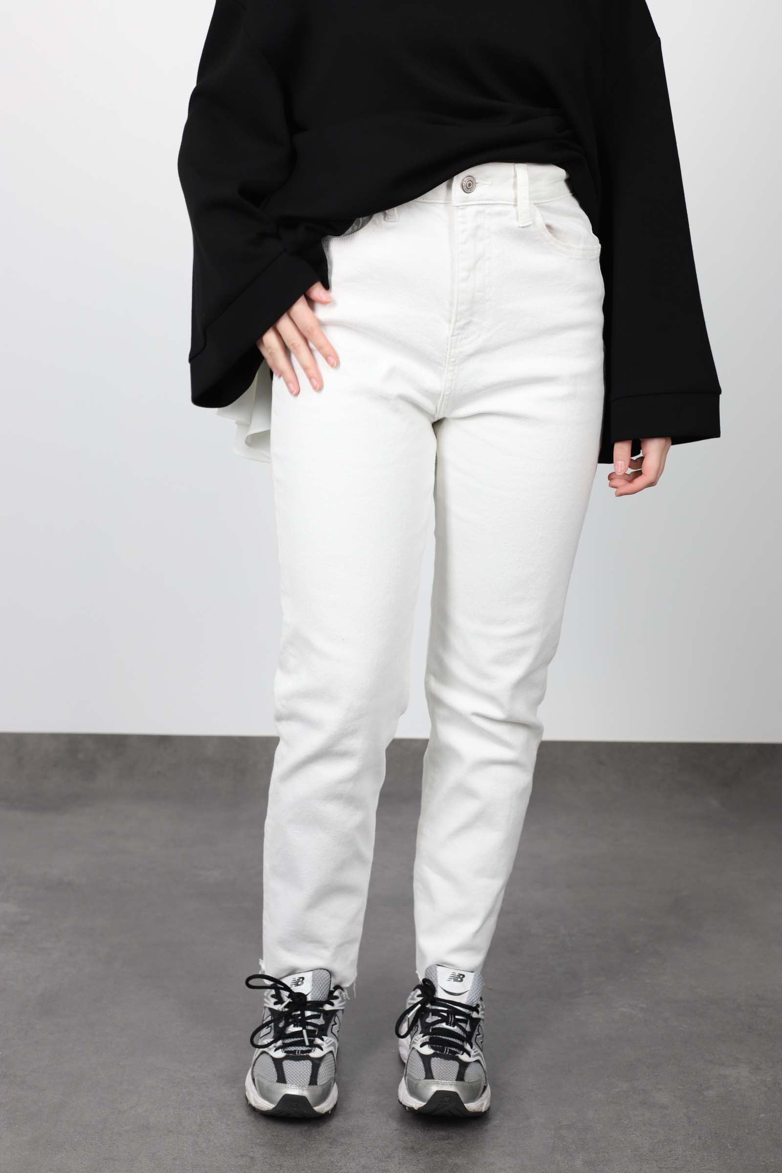 Jean cropped blanc taille haute