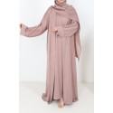 Abaya Dubai Basma 3 pièces blush