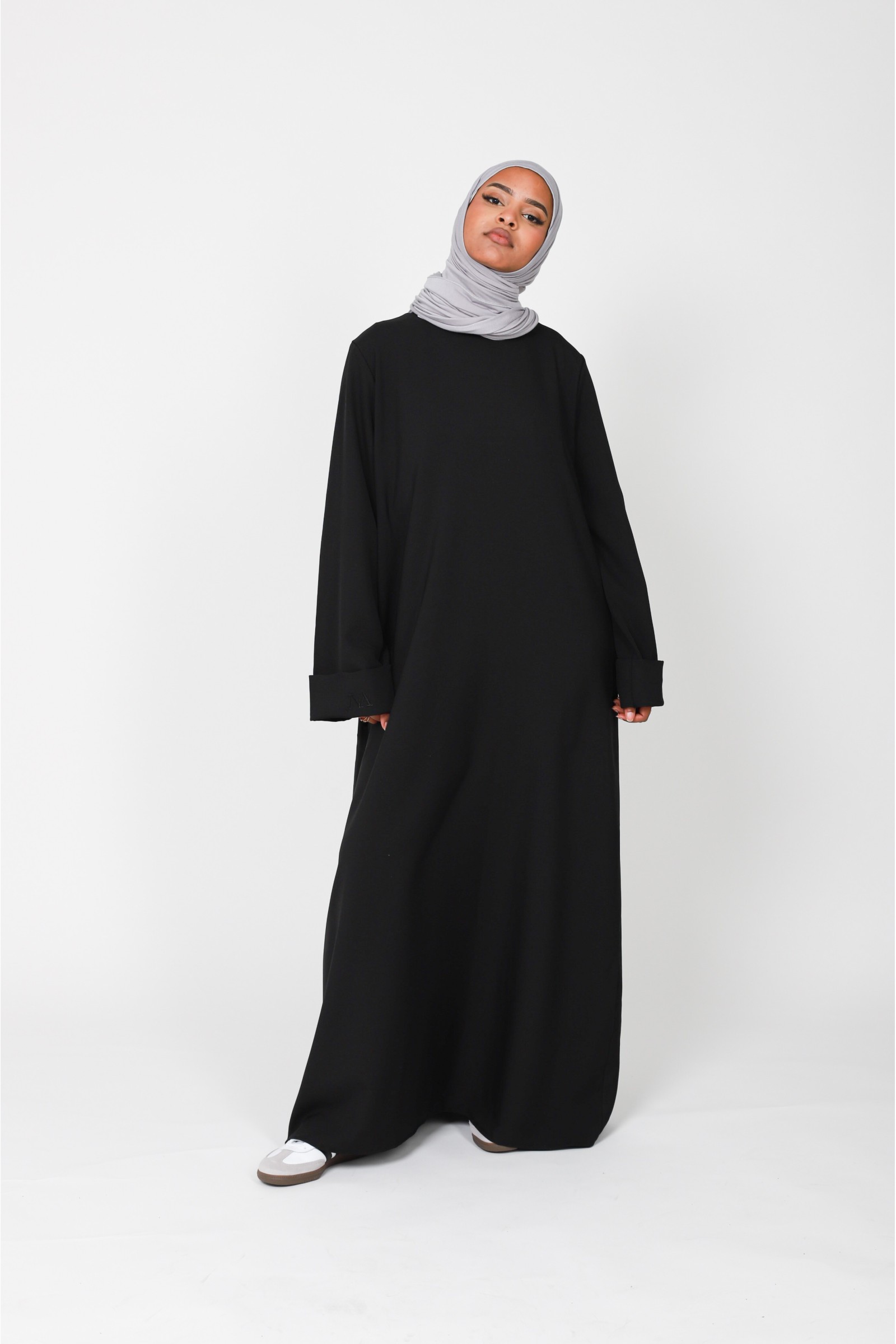 Abaya noir longue manche longue pour femme musulmane 2024