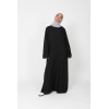 Abaya noir longue manche longue pour femme musulmane 2024