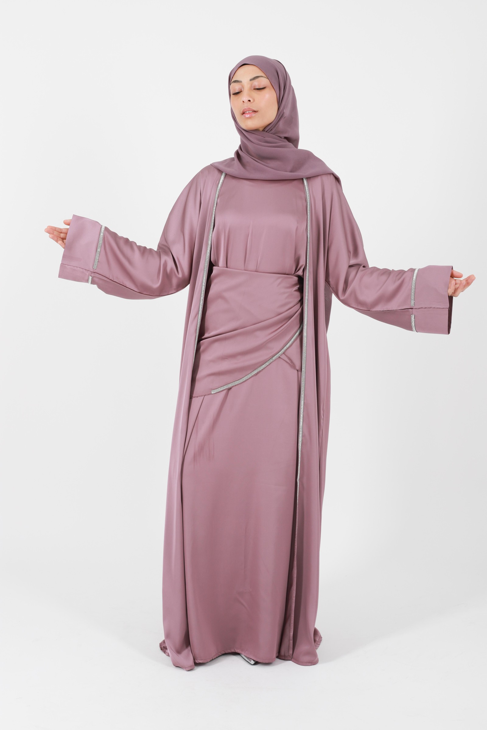 Abaya dubai 3 pièces pour femme musulmanes moderne et chic