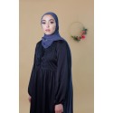 Robe femme musulmane noir en satin