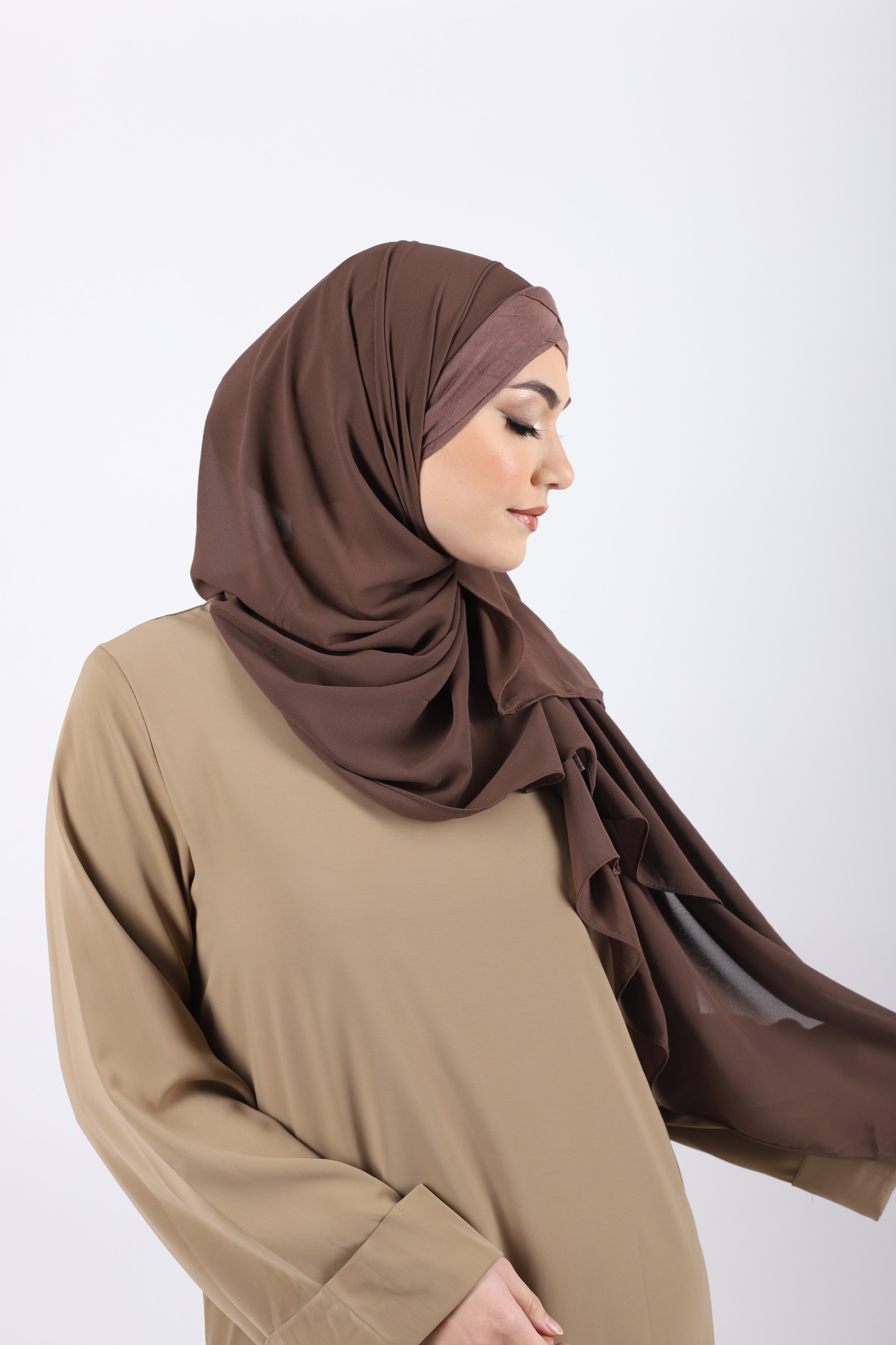 Hijab a enfiler bonnet marron