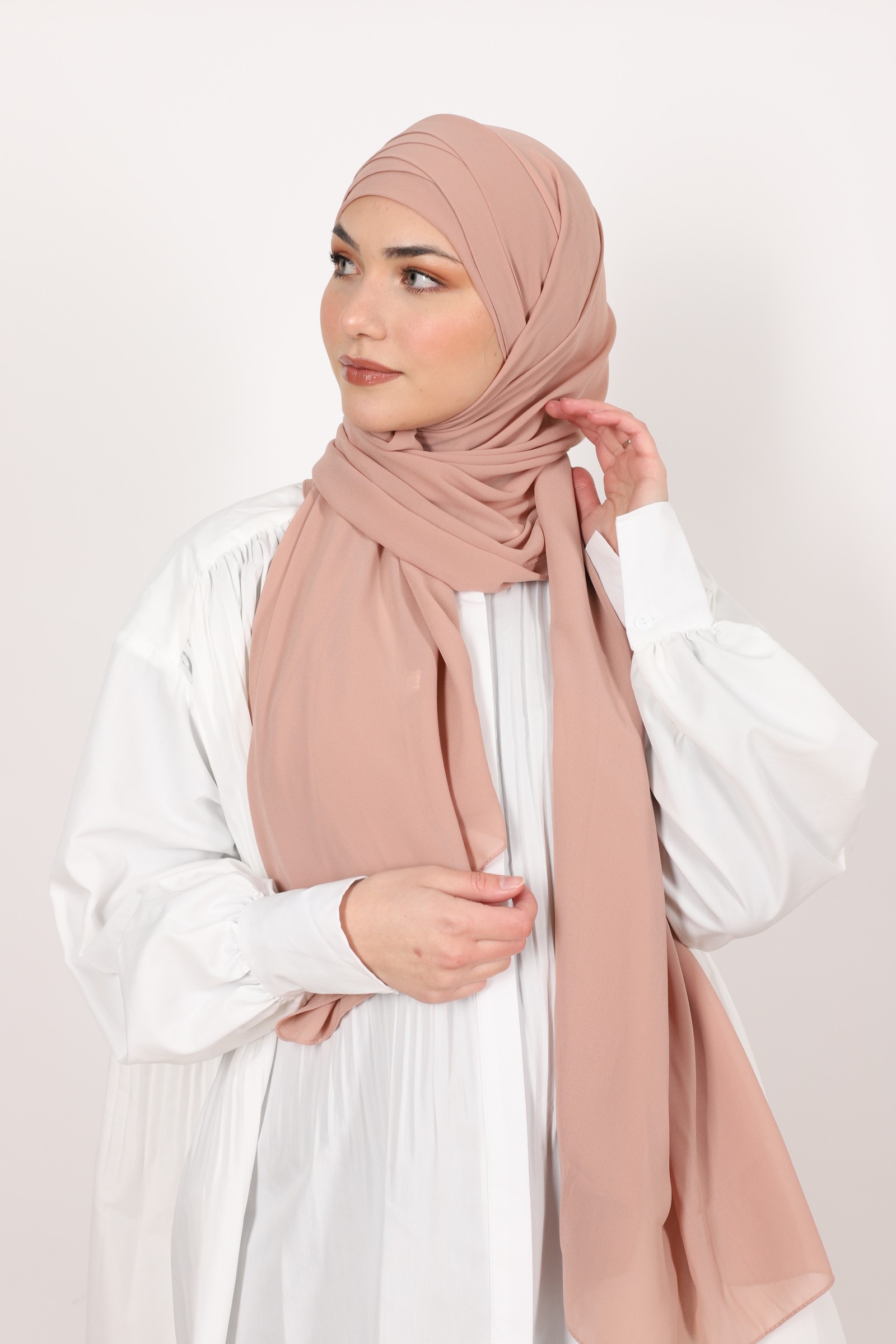 Hijab à enfiler mousseline rose