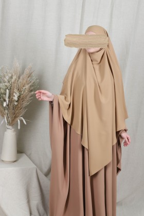 Cheap long camel Khimar with two veils