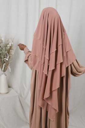Cheap pink Khimar with three veils